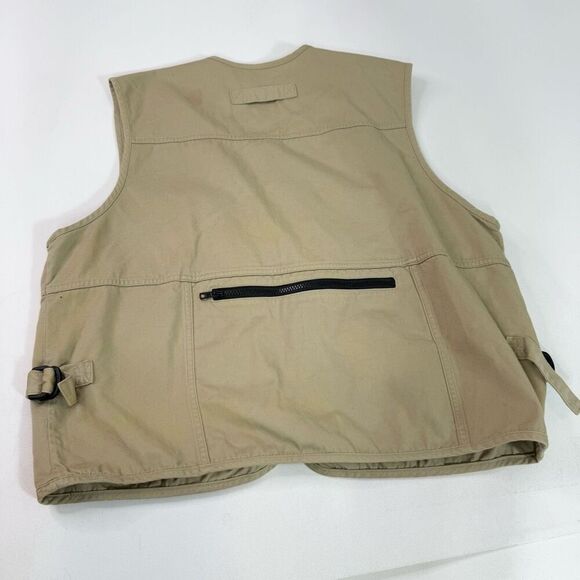 Vintage Eddie Bauer Fishing Vest Mens Medium Pockets Mesh Tan Khaki Utility - Picture 6 of 9